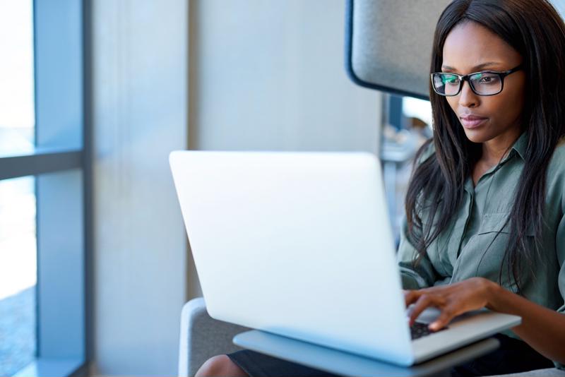 a woman with a laptop